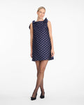 Sleeveless Dress in Fan Floral Jacquard