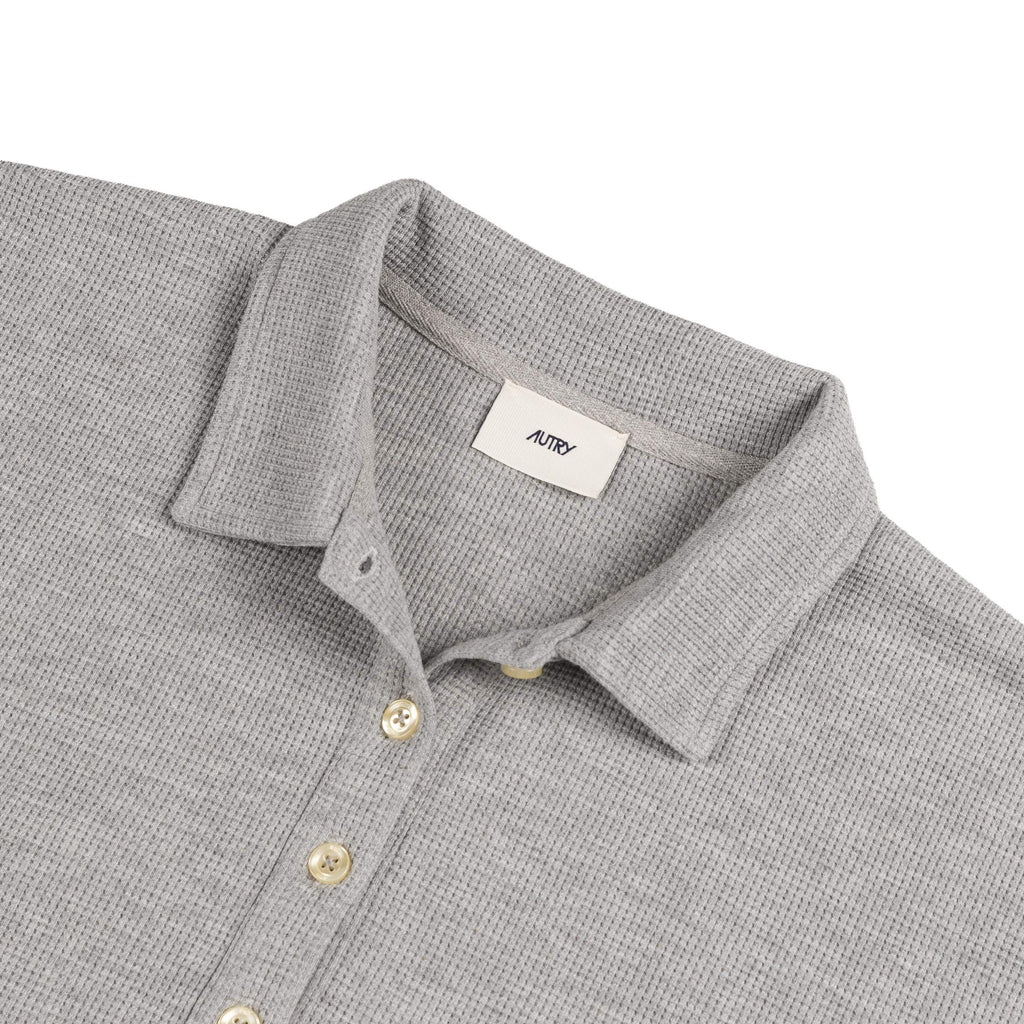 Autry Tonal Logo Waffle Long-Sleeve Polo