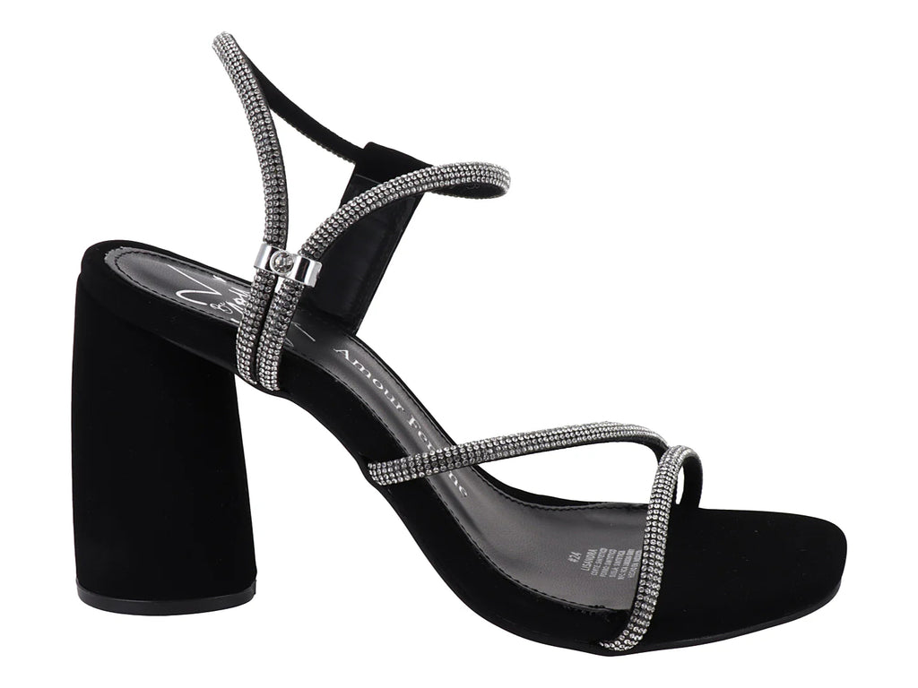 Sandalias Clasben Negro con Pedrería para Mujer
