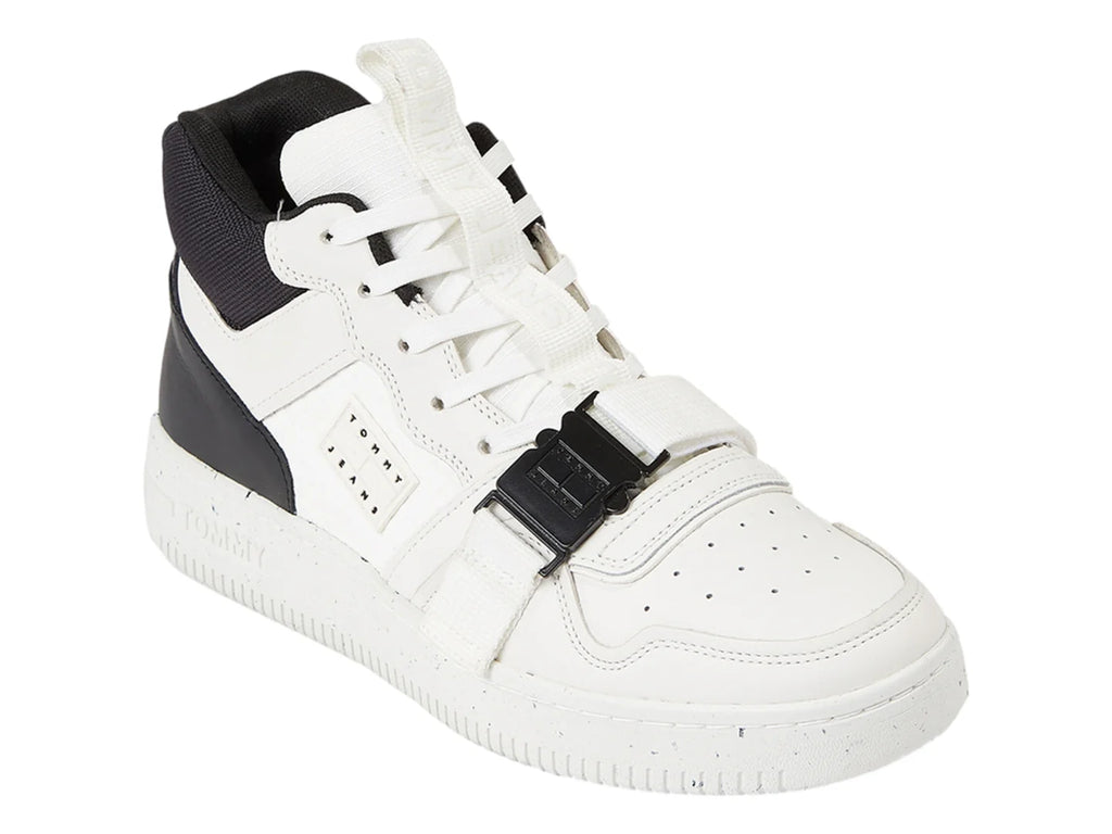 Tenis Tommy Hilfiger TJM Basket Leather Mid Blanco y Negro para Hombre