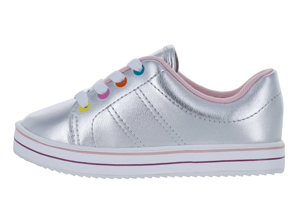 Tenis Molekinha Plata Metalizado para Niña