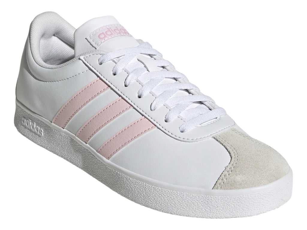Tenis Adidas VL Court Base Blanco y Rosa para Mujer