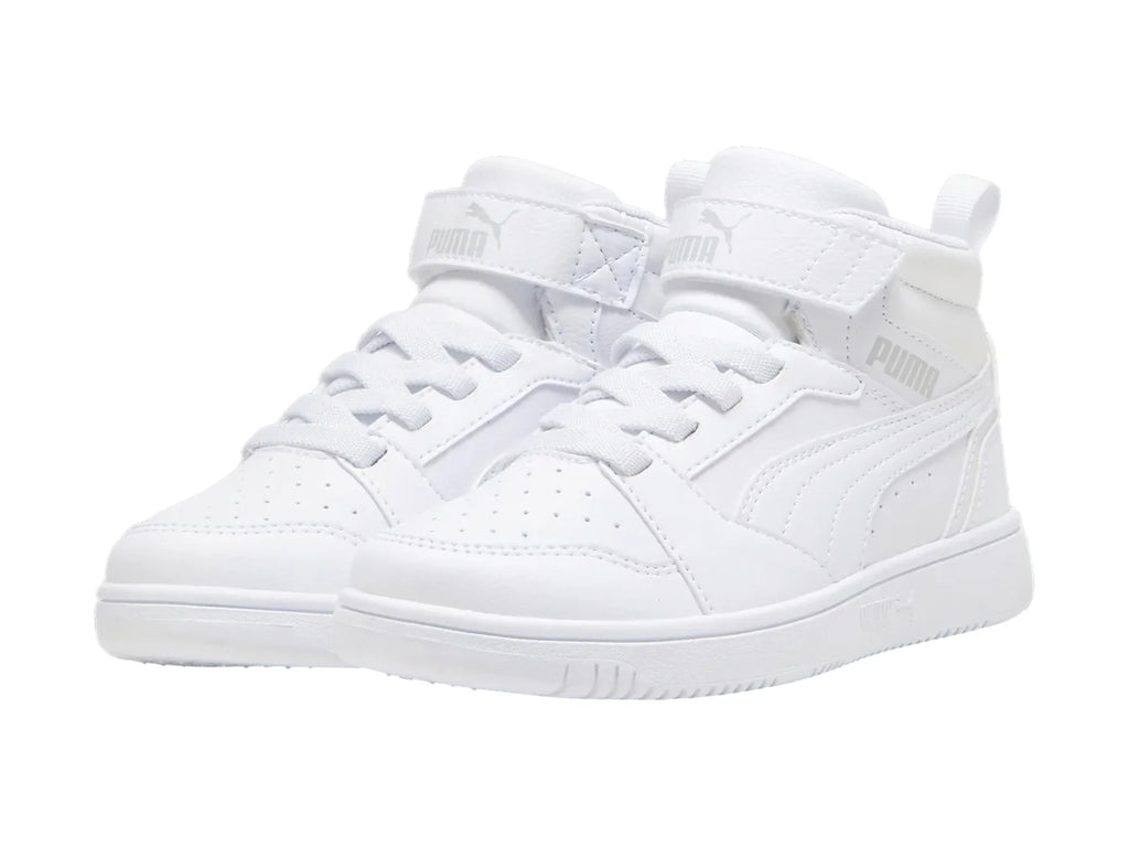 Tenis PUMA Rebound V6 Mid Blancos para Niño