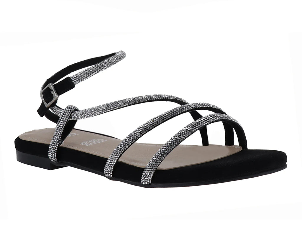 Sandalias Gillio Negro con Cristales para Mujer