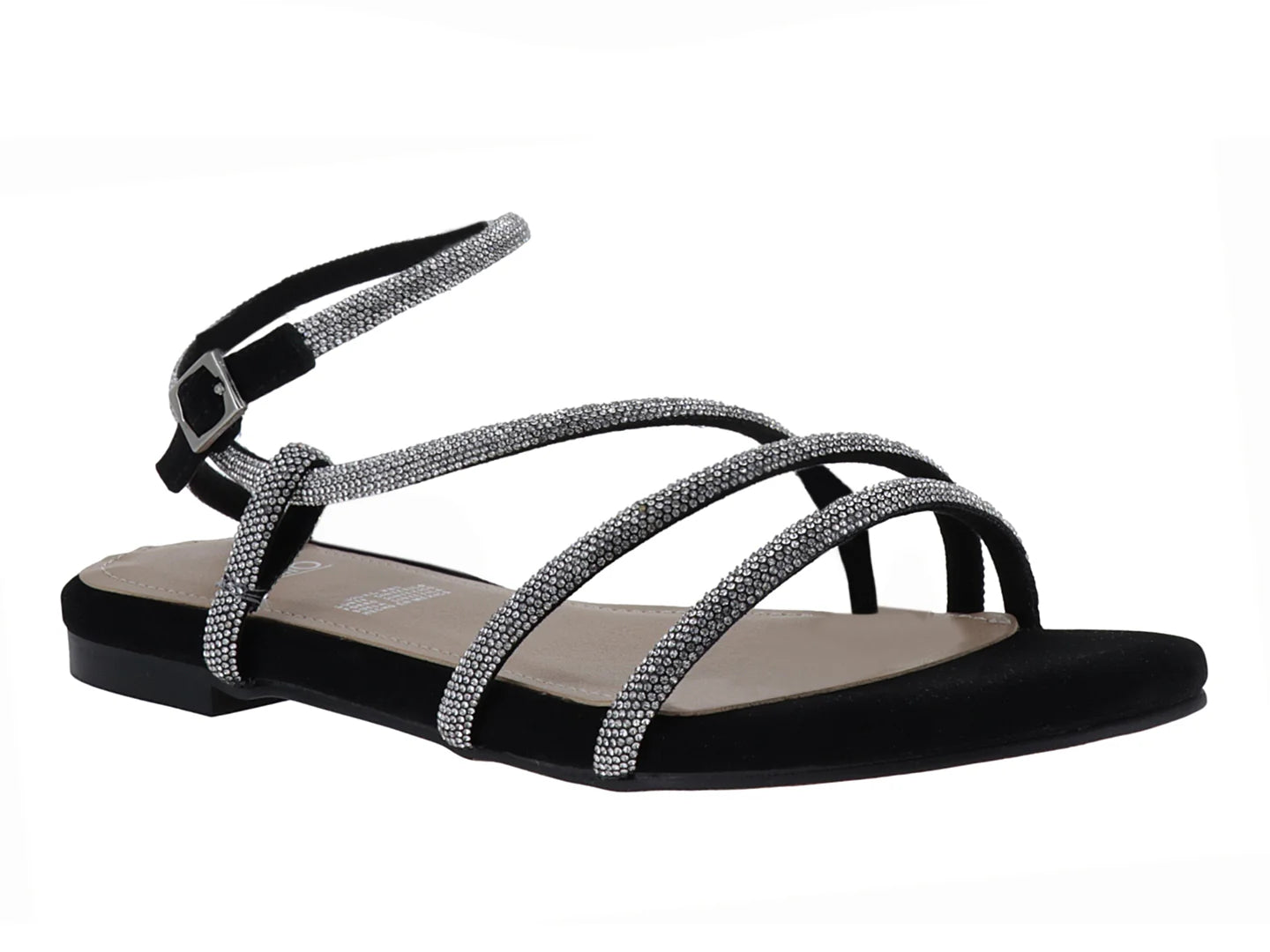 Sandalias Gillio Negro con Cristales para Mujer