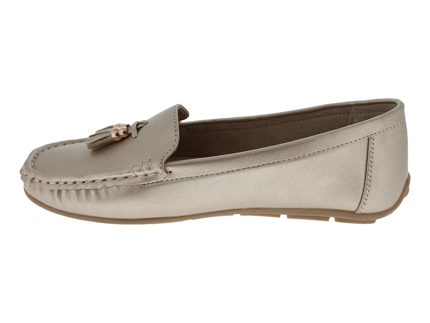 Zapatos Mocasines Comfort Fit Dorado para Mujer