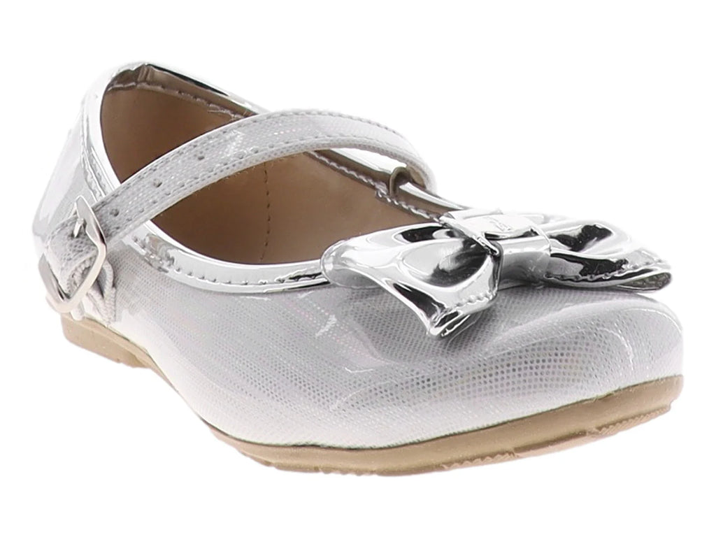 Zapatos SARELE de Charol Blanco y Plata para Niña
