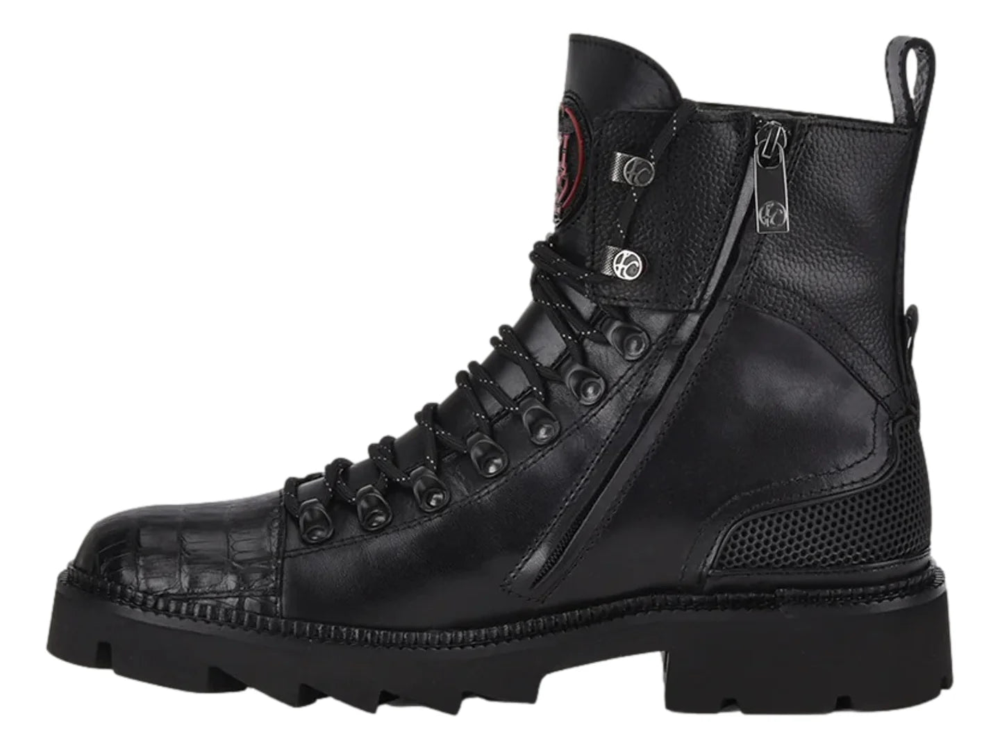 Botas Cuadra de Piel de Caimán Negro para Hombre
