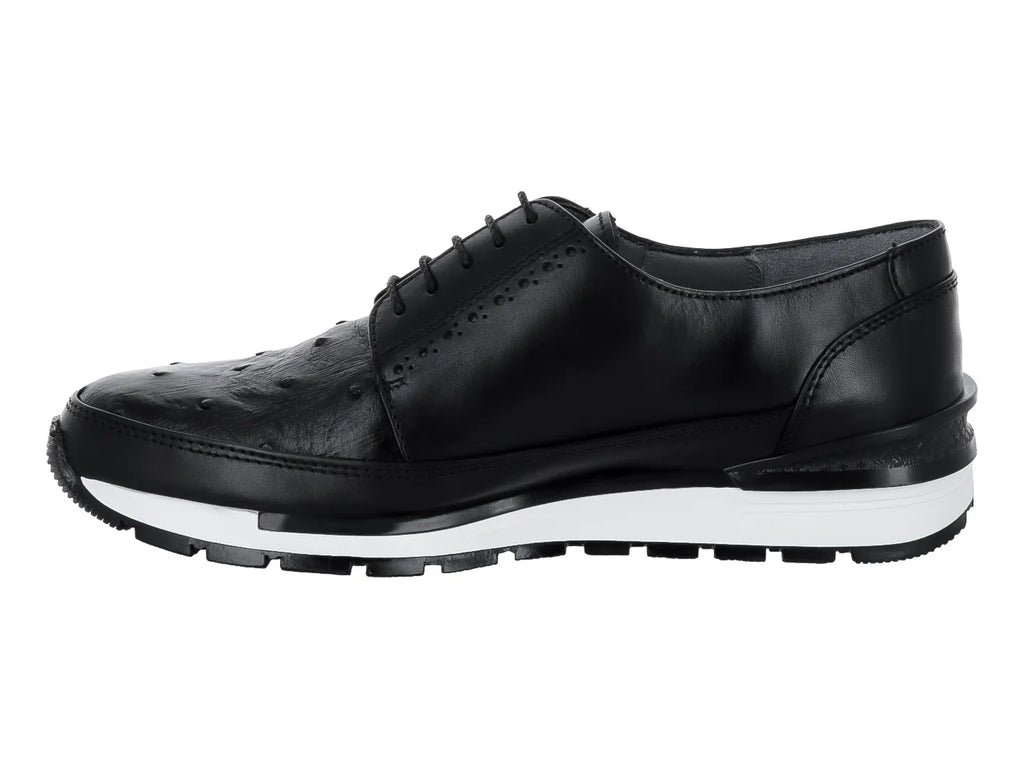 Zapatos Cuadra de Piel de Avestruz Negro para Hombre