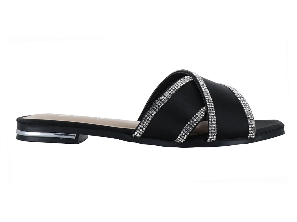 Sandalias MELIANA Negras con Brillos para Mujer