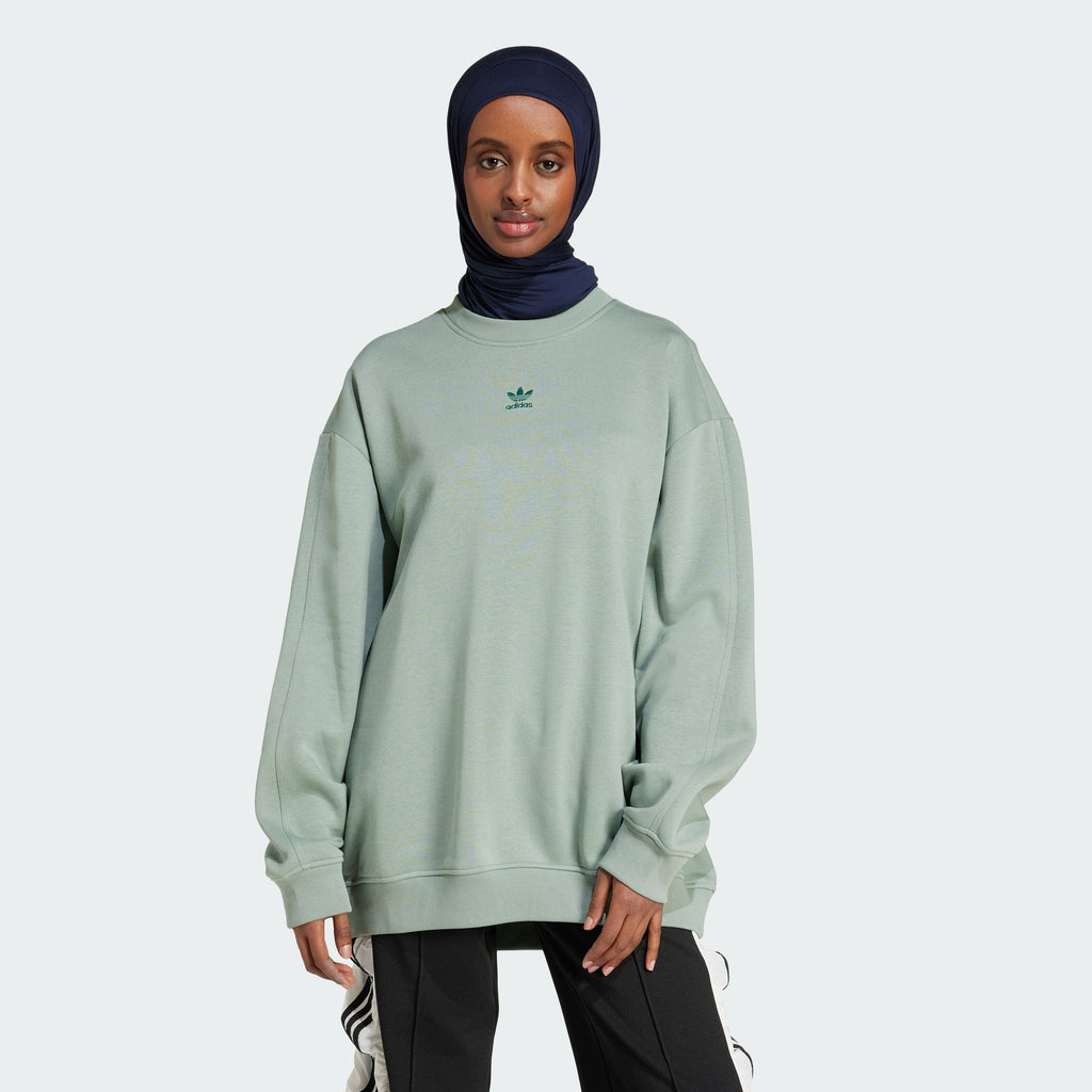 Women's adidas Essentials Fleece Long Oversized Crew Sweatshirt