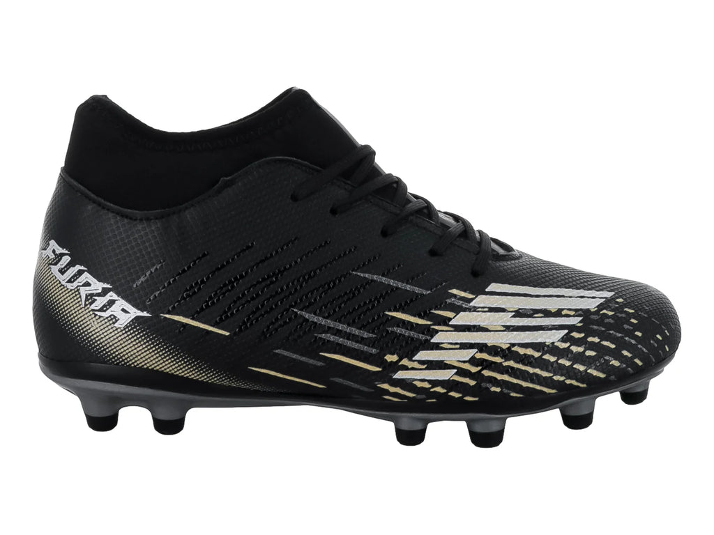 Tenis de Fútbol Furia 1515 Negro Plata y Oro para Niño