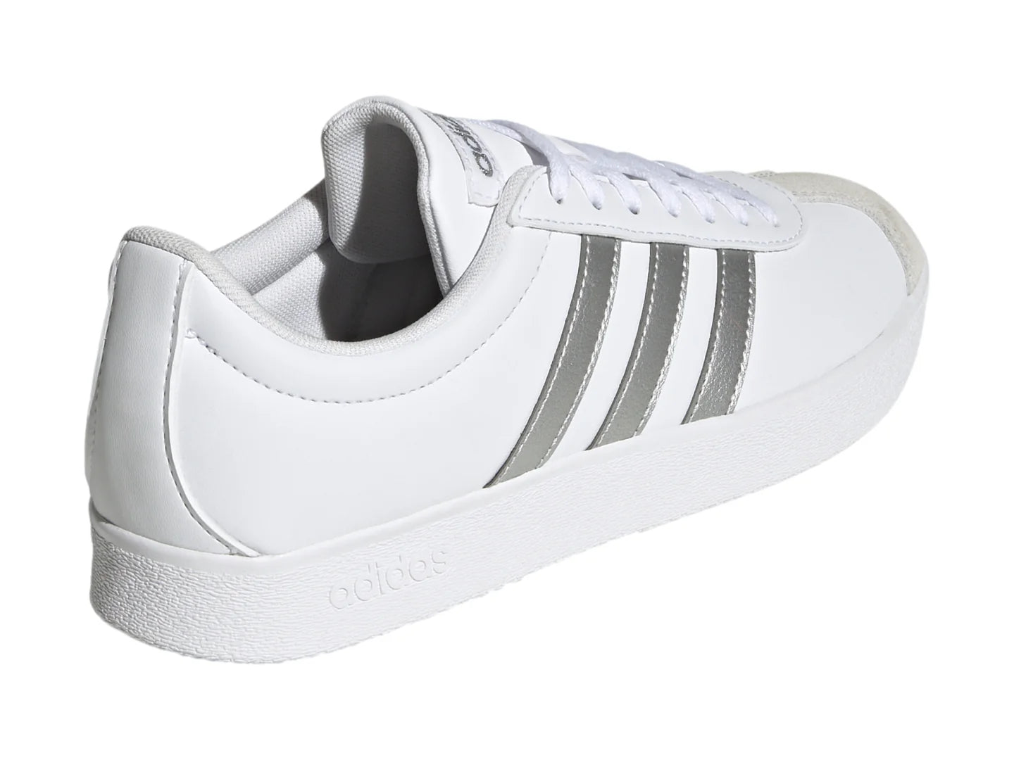 Tenis Adidas VL Court Base Blancos y Plateados para Mujer