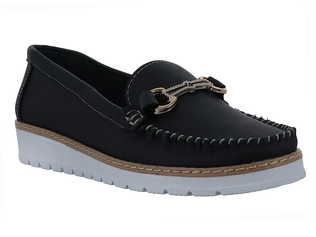 Zapatos Mocasines Luna Rosa Negro para Mujer