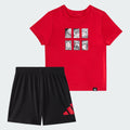Kids' adidas Two-Piece Short Sleeve Cotton Tee and Elastic Waistband Logo Shorts Set