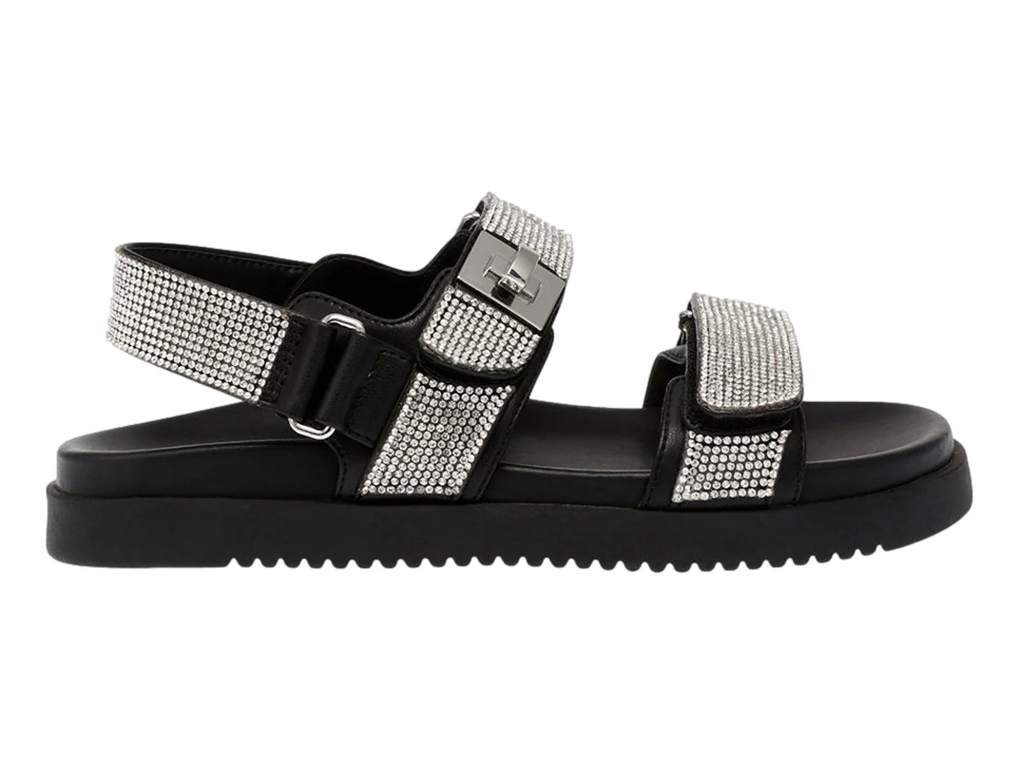 Sandalias Steve Madden Negro Plata para Mujer