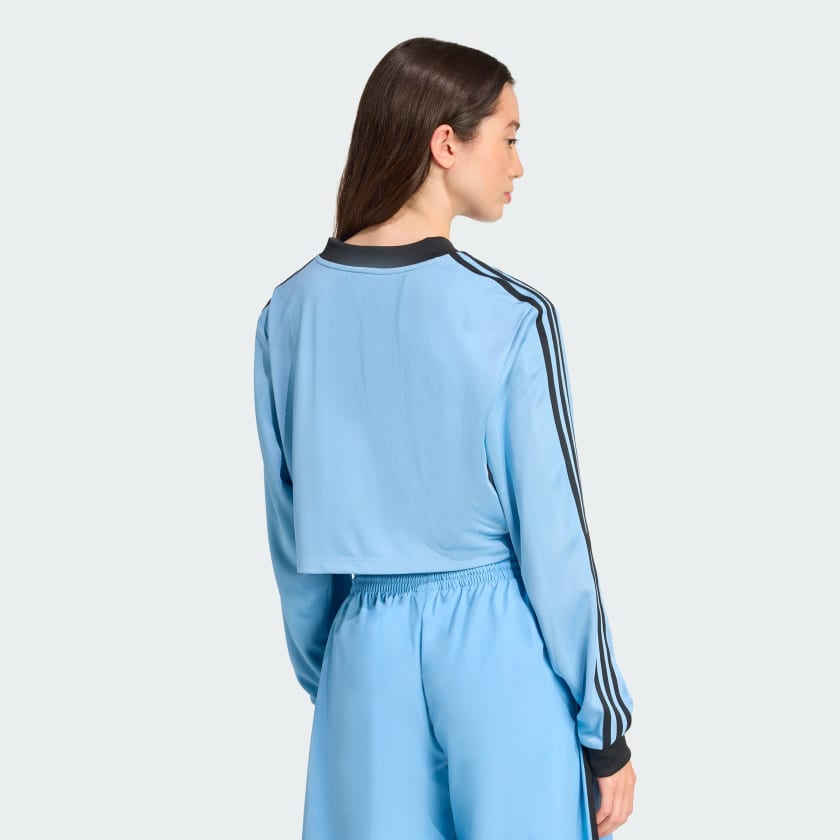 Women's adidas Adicolor Soccer Jacquard Crop Long-Sleeve Top
