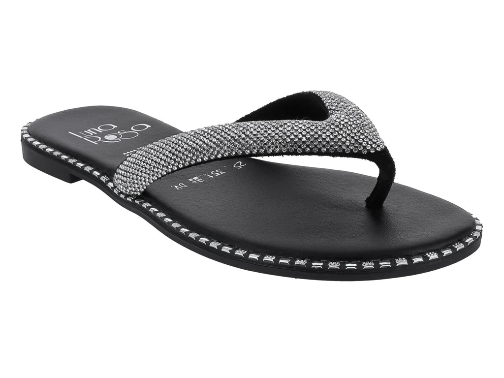 Sandalias Luna Rosa Tira Ancha Negro para Mujer