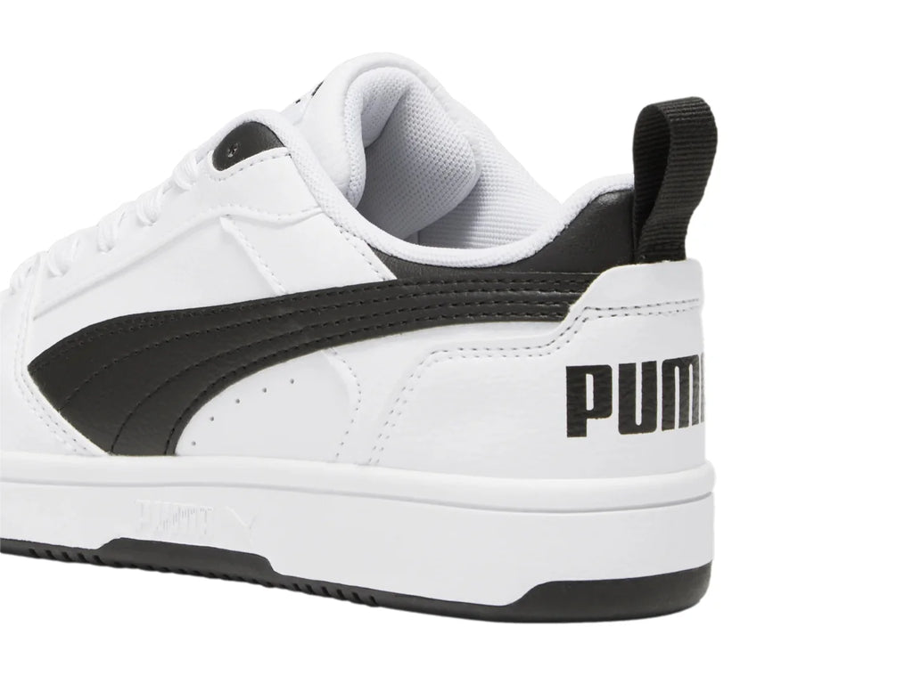 Tenis PUMA Rebound V6 Lo Blanco y Negro para Niño