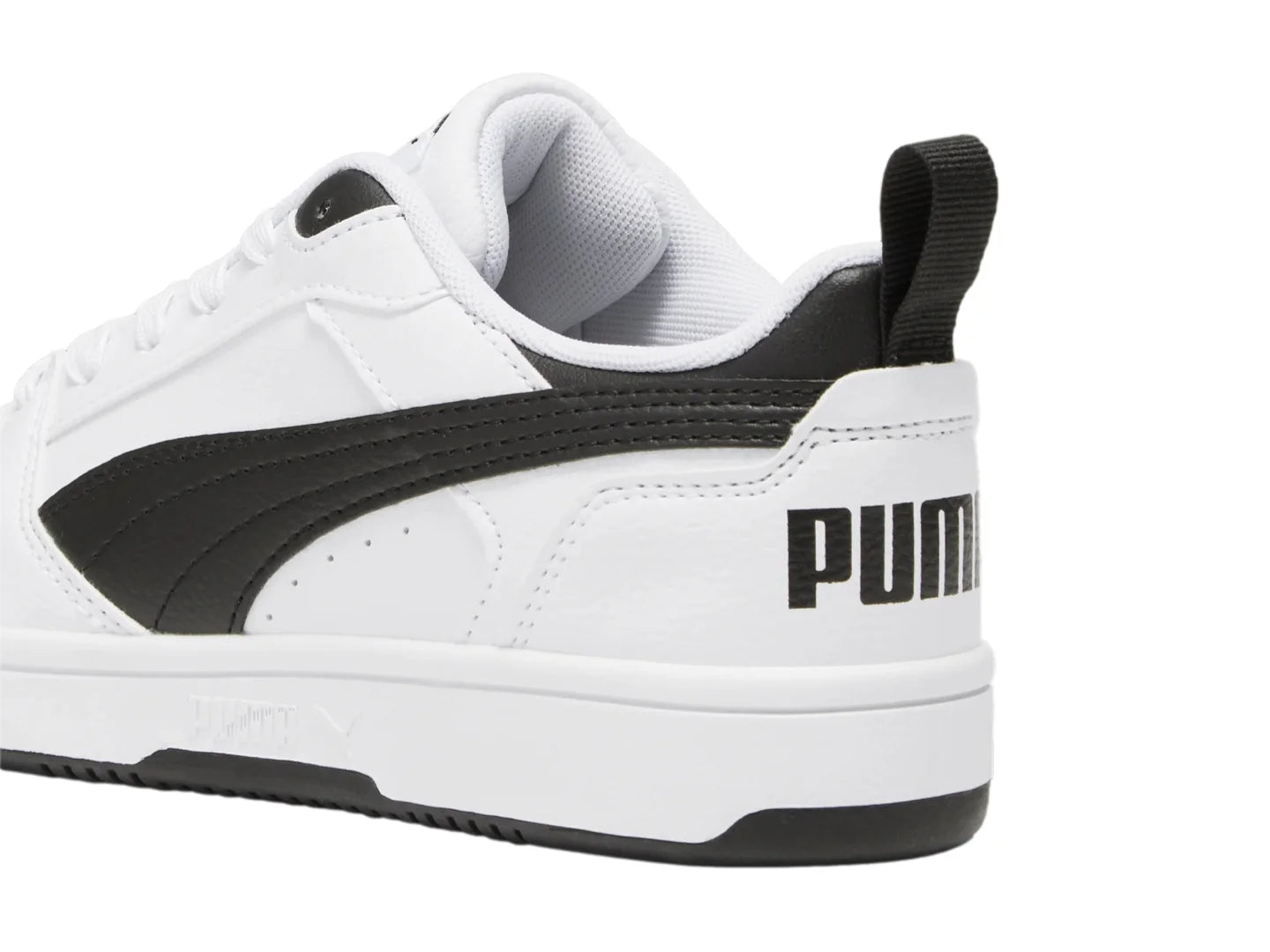 Tenis PUMA Rebound V6 Lo Blanco y Negro para Niño