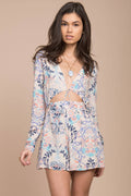 Penelope Bohemian Romper Blue Print