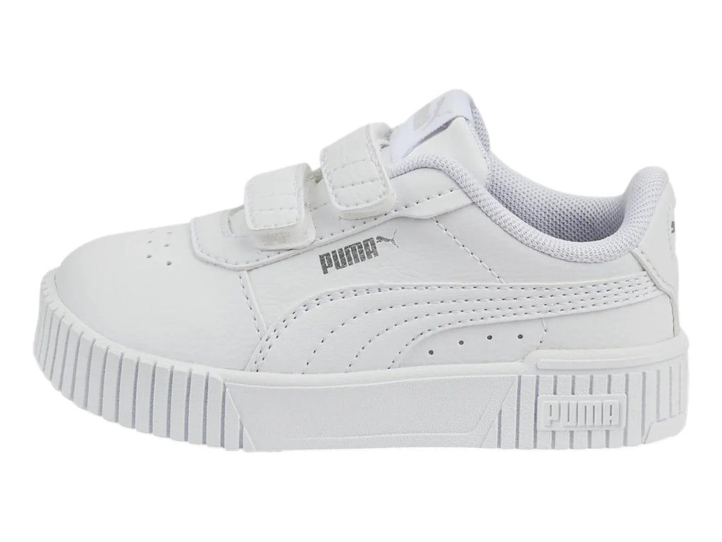 Tenis PUMA Carina 20 Blanco y Plata para Niña