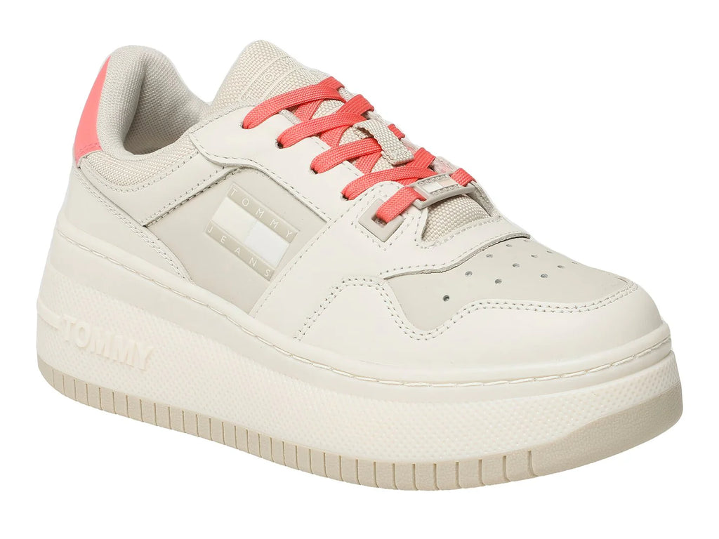 Tenis Tommy Hilfiger Retro Basket Flatform Blanco para Mujer