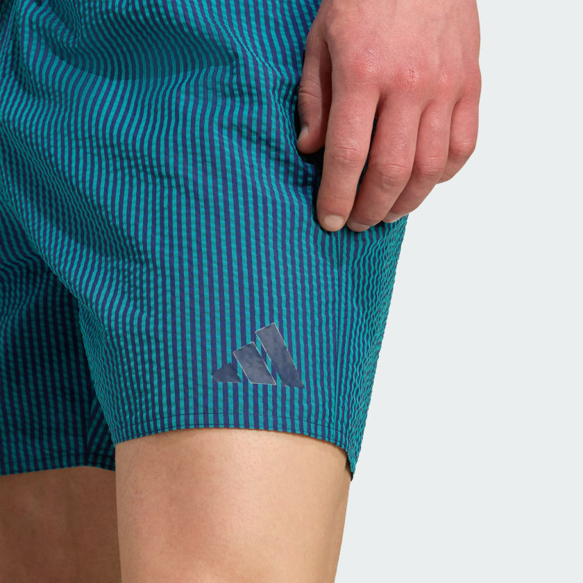 Men's adidas Seersucker Stripy Swim Shorts 5-Inch