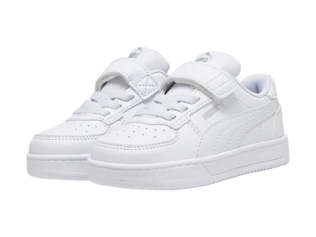 Tenis PUMA Caven 20 ACINF Blanco y Plata para Niño