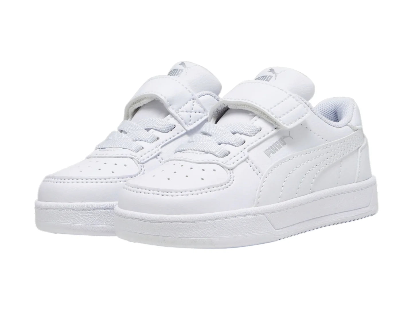 Tenis PUMA Caven 20 ACINF Blanco y Plata para Niño