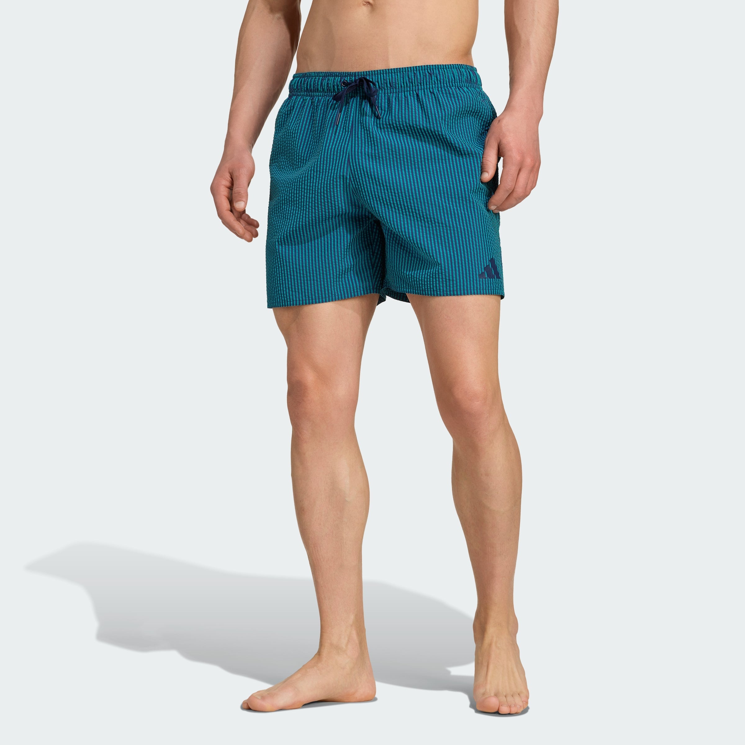 Men's adidas Seersucker Stripy Swim Shorts 5-Inch