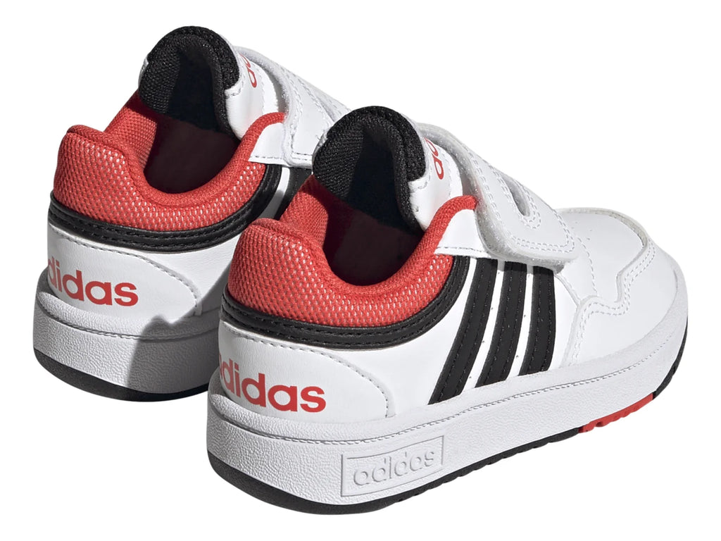 Tenis Adidas Hoops 30 Blancos con Rojo para Niño