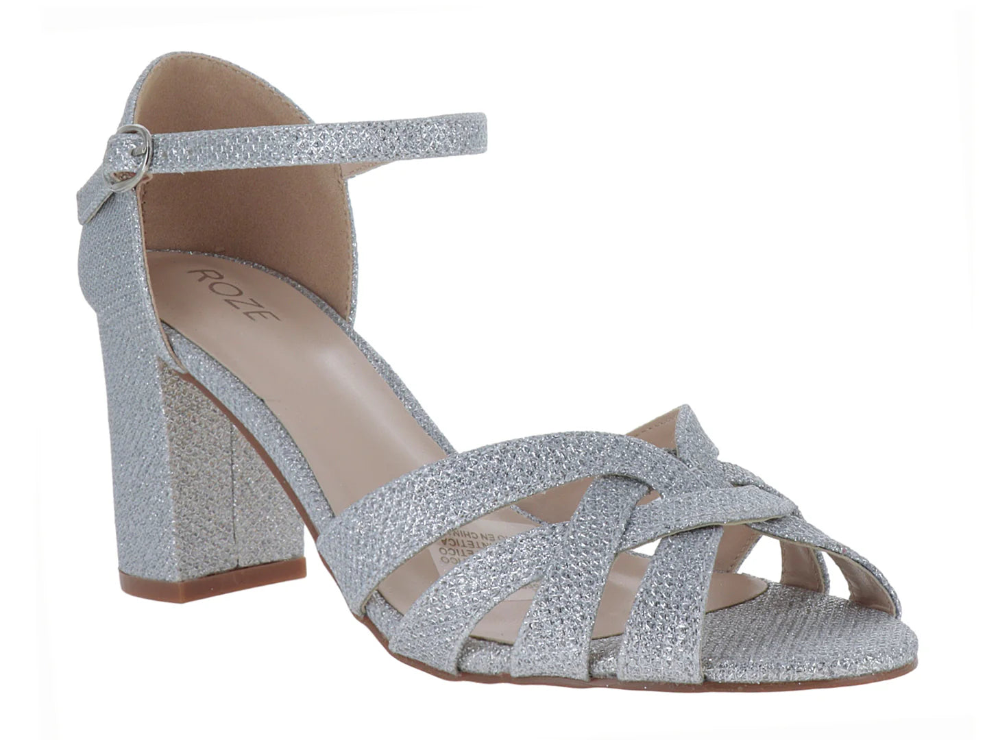 Sandalias ROZE Plateadas con Brillos para Mujer