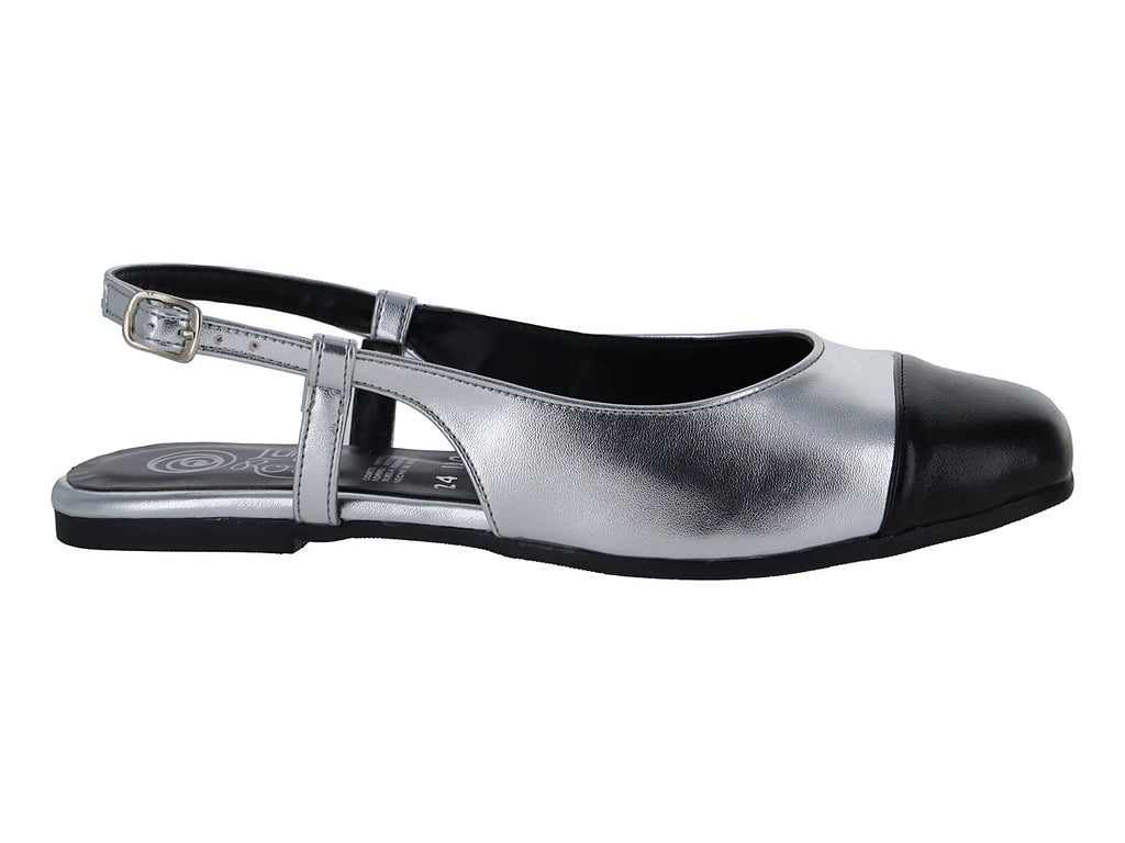Zapatos Planos Luna Rosa Plata y Negro para Mujer