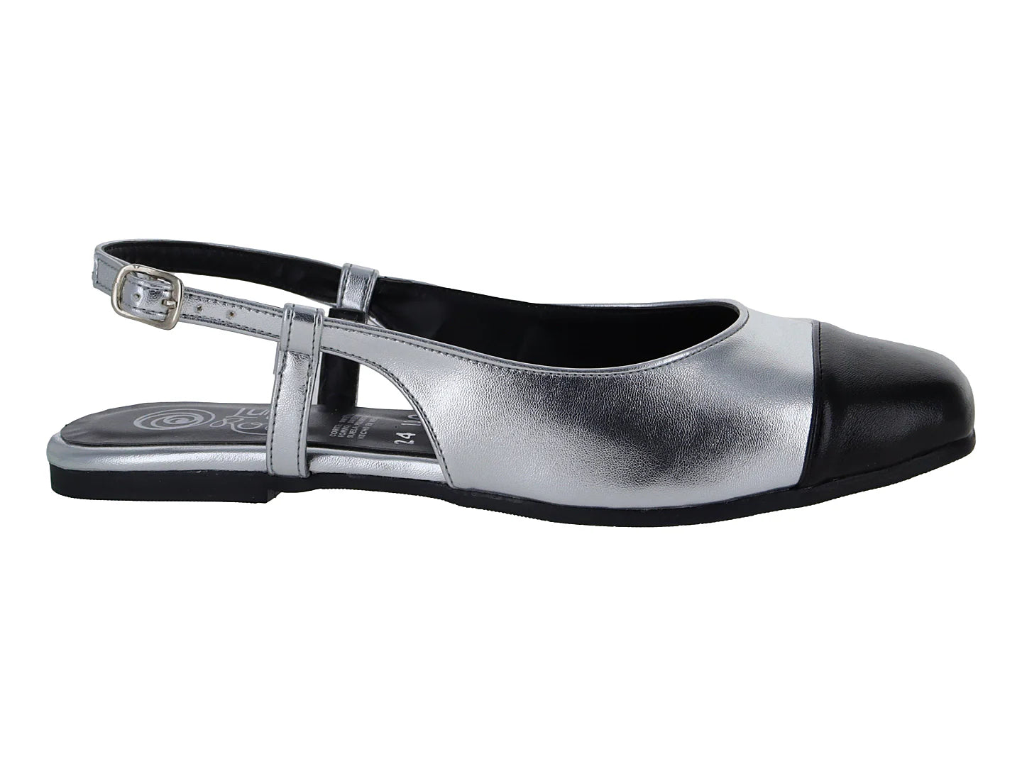 Zapatos Planos Luna Rosa Plata y Negro para Mujer