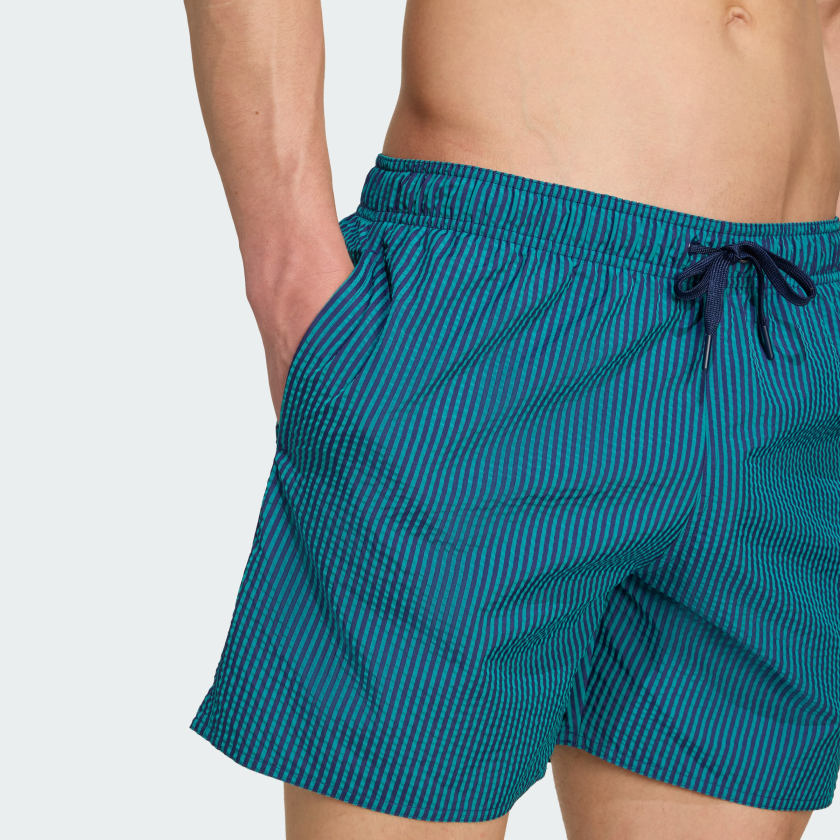 Men's adidas Seersucker Stripy Swim Shorts 5-Inch