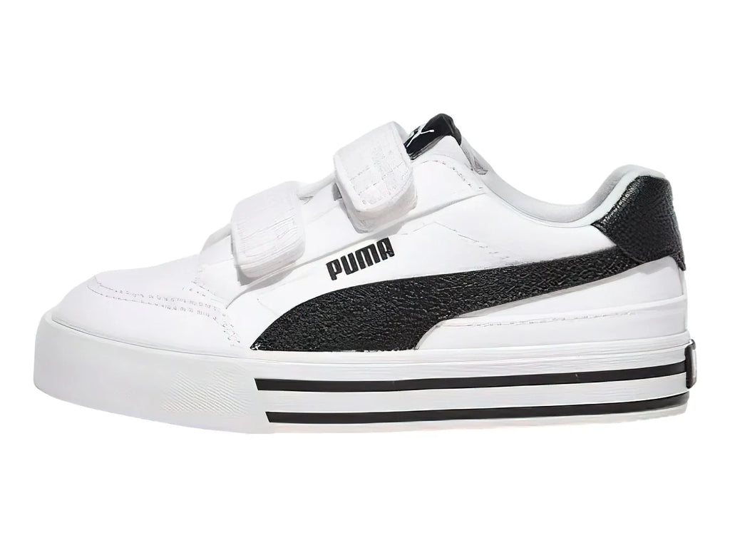Tenis PUMA Court Classic Vulc Blanco y Negro para Niño