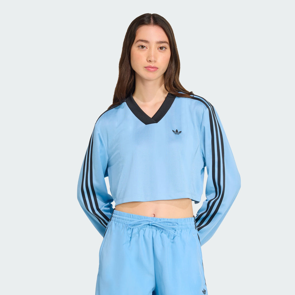 Women's adidas Adicolor Soccer Jacquard Crop Long-Sleeve Top