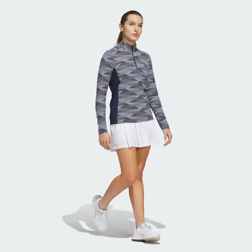 Women's adidas Ultimate365 Printed Quarter-Zip Mock Polo Shirt