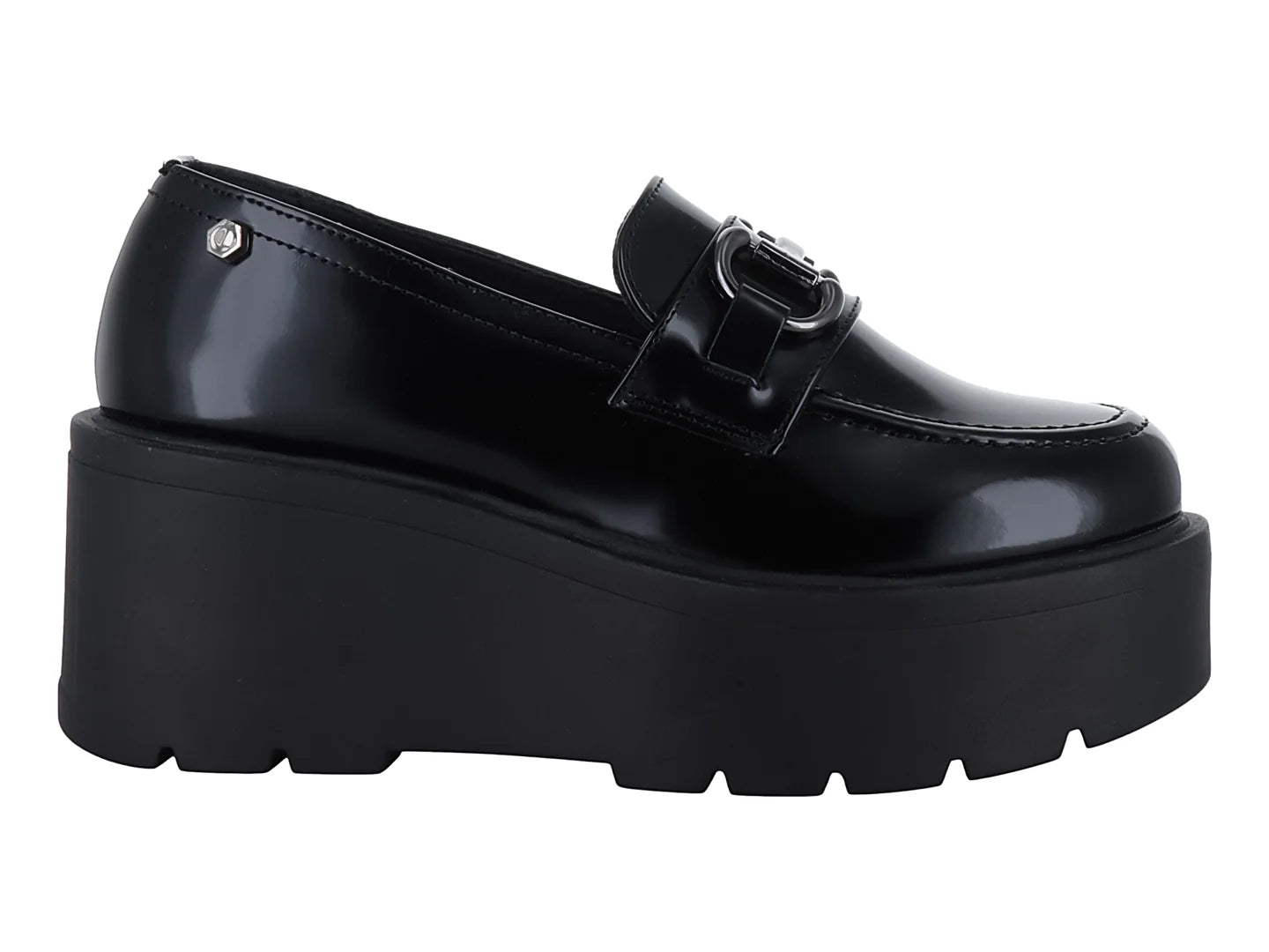 Mocasines Solie Negro Alto Brillo para Mujer