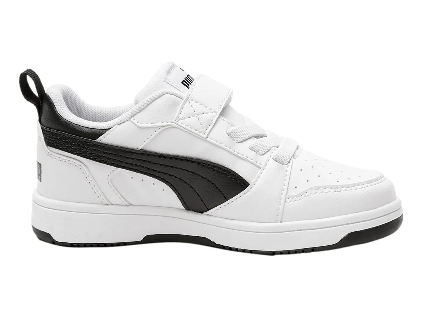 Tenis PUMA Rebound V6 Lo Blanco y Negro para Niño