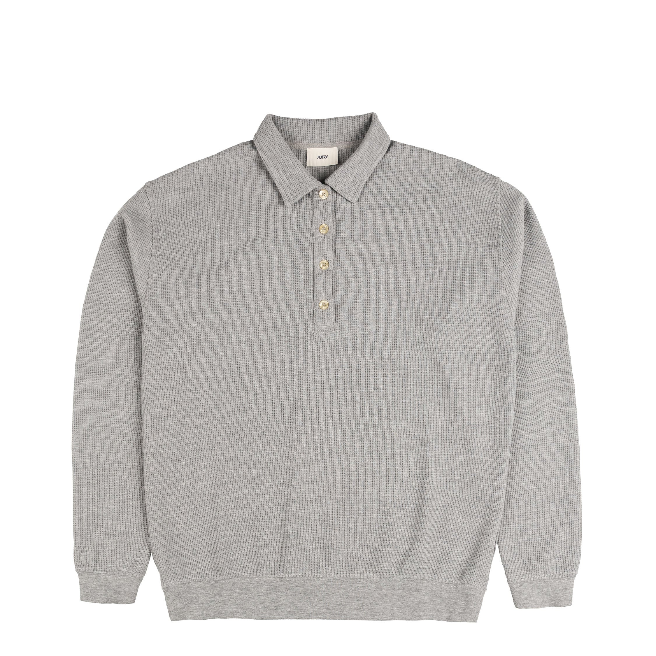 Autry Tonal Logo Waffle Long-Sleeve Polo