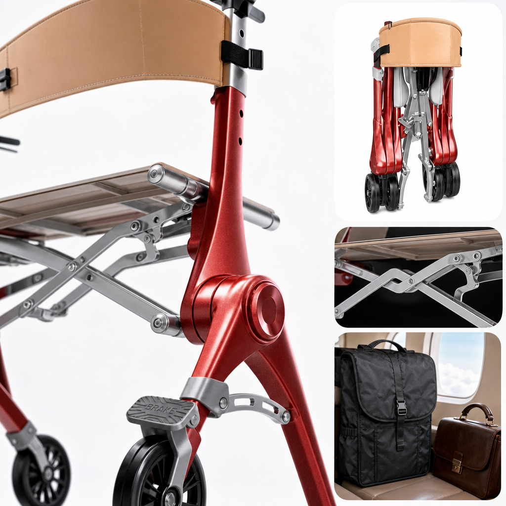 🔥[Hot sale]🔥Ultra Lightweight Foldable Rollator Walker for Adults Dual X‑Design Supports 300 lbs With Foot Brake System Carry Bag Elderly Mobility Aid