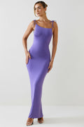 Ruched Backless Maxi Dress in Violet