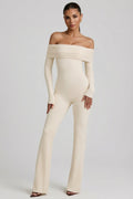 Modal Off-Shoulder Ruched Jumpsuit in Ivory