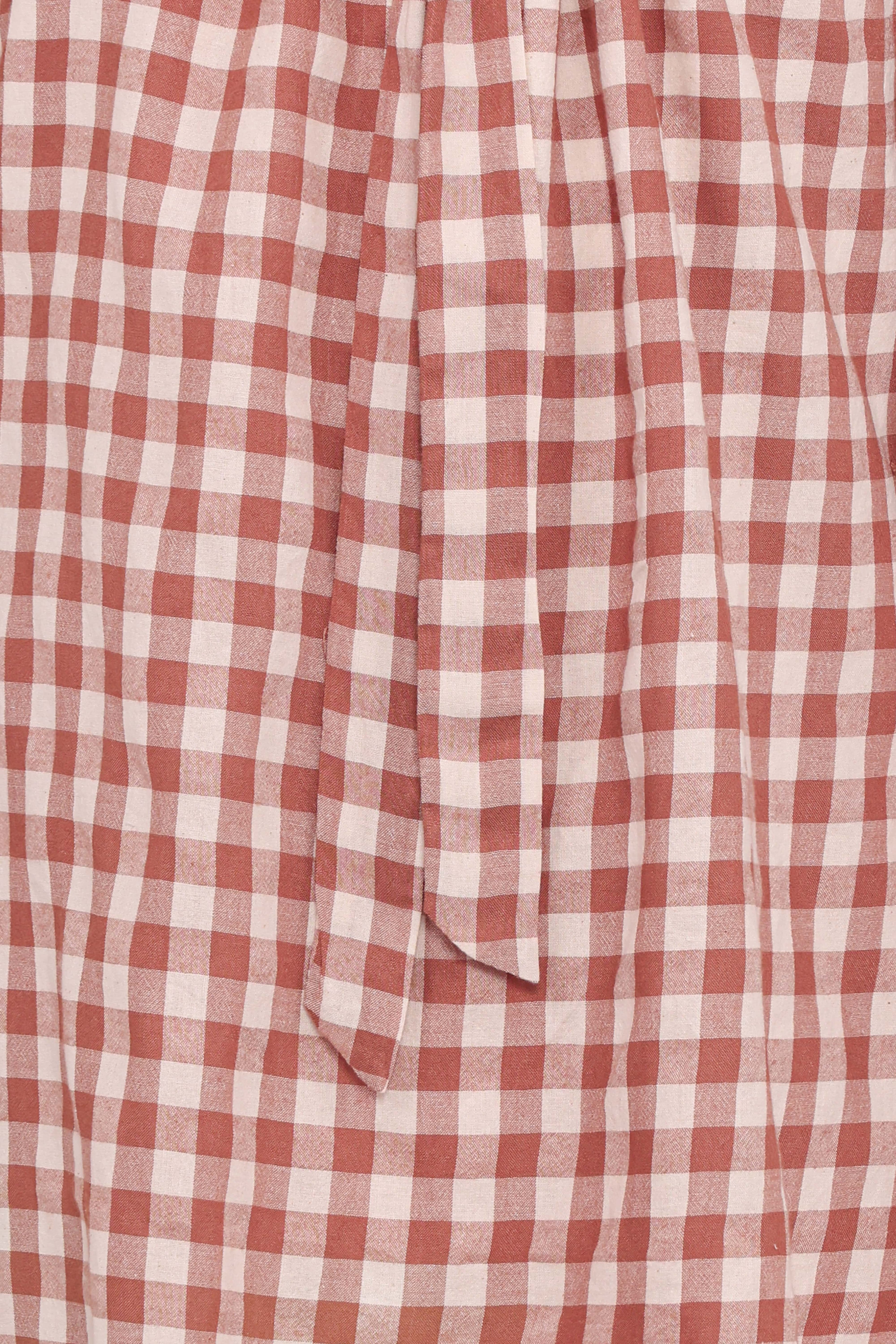 Costa Mini Dress - Tan Gingham