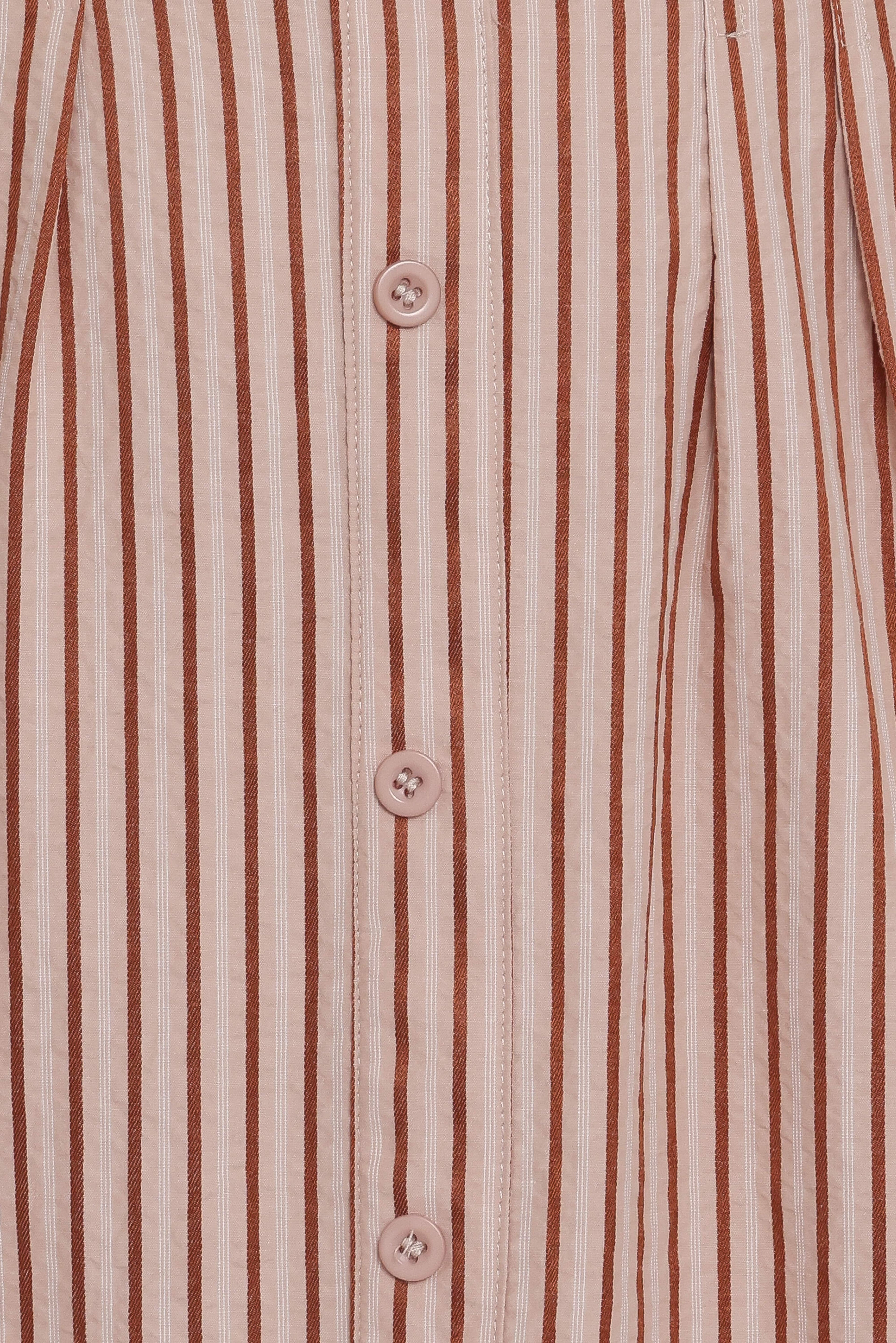 Eilis Short Sleeve Button Down Maxi Dress - Brown Stripe