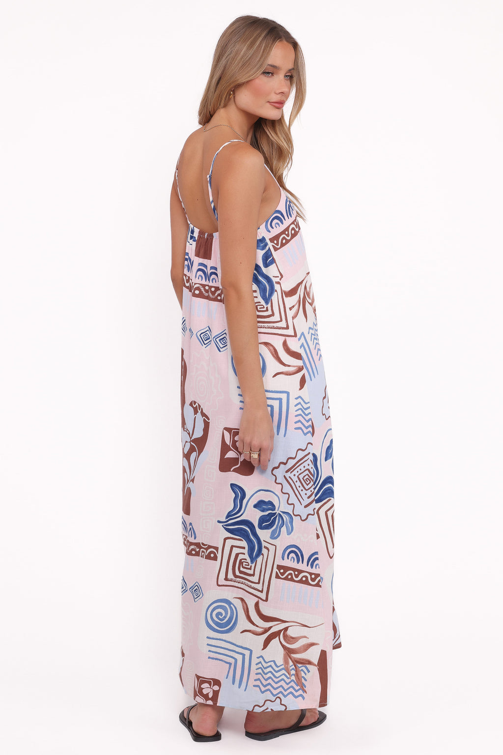 Elaris Maxi Dress - Blue Brown Abstract