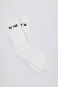 Ribbed Half-Crew Socks in White