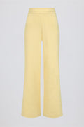 Ribbed Knit Wide-Leg Joggers in Lemon